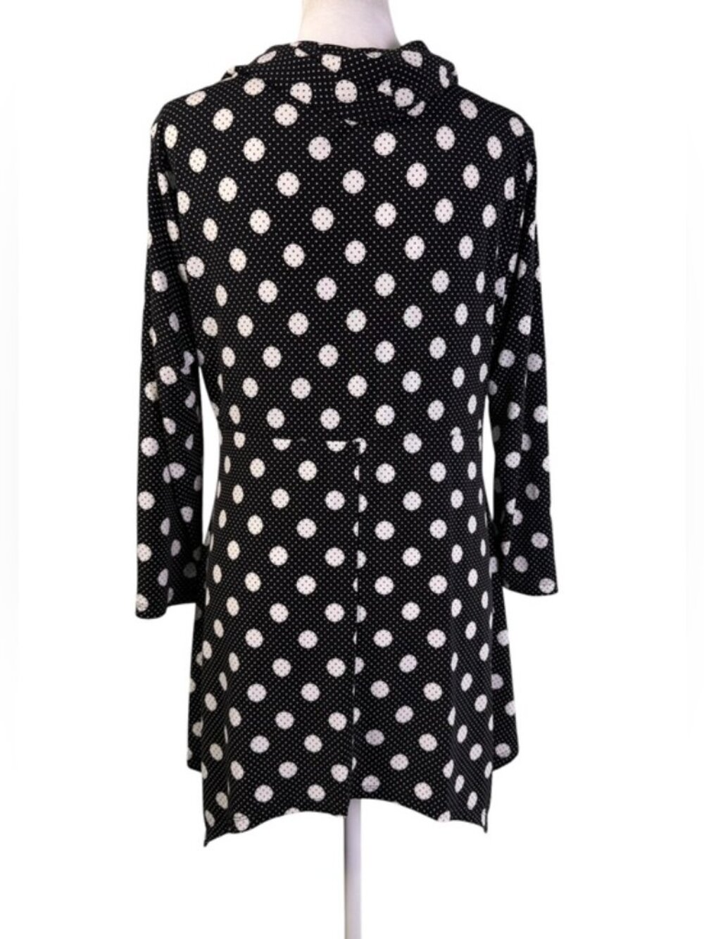 Chaus New York L Polka Dot Cowl Neck Handkerchief Tunic Top Lagenlook - Picture 6 of 9